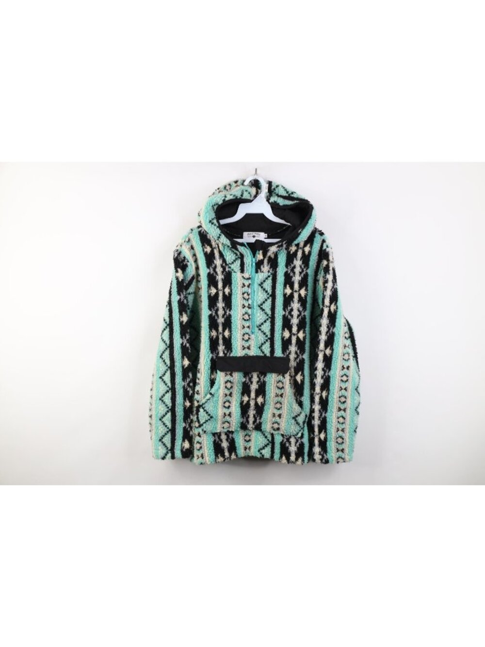 Vintage 90s Y2K Streetwear Womens Medium Deep Pile Fleece Hooded Anorak Jacket